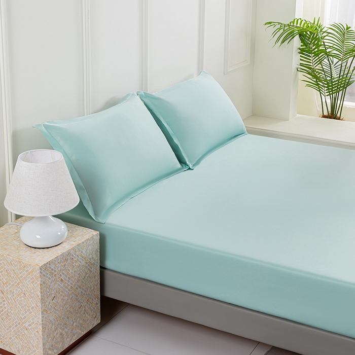 91家纺网 家纺一手货源 找家纺 潮邦创意家居 2025新款亲肤活性印染水洗真丝床垫凉席单床笠 薄荷绿