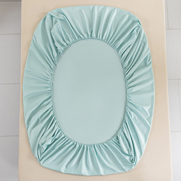 91家纺网 家纺一手货源 找家纺 潮邦创意家居 2025新款亲肤活性印染水洗真丝床垫凉席单床笠 薄荷绿