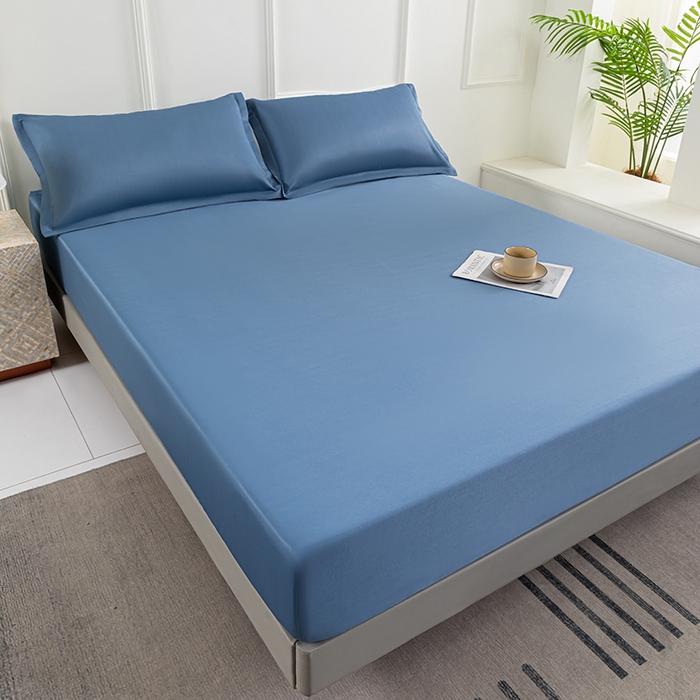 91家纺网 家纺一手货源 找家纺 潮邦创意家居 2025新款亲肤活性印染水洗真丝床垫凉席单床笠 宝藏蓝