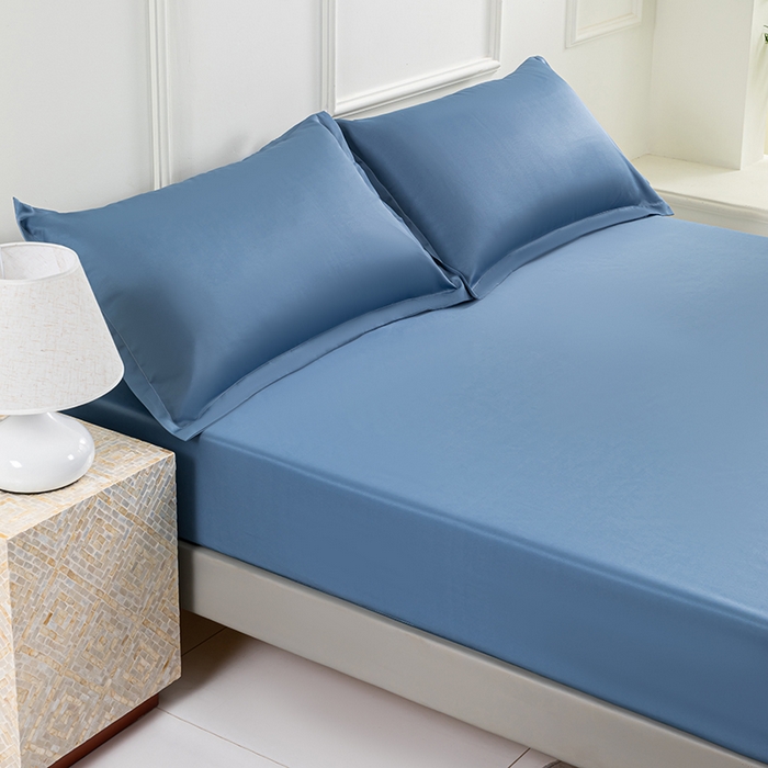 91家纺网 家纺一手货源 找家纺 潮邦创意家居 2025新款亲肤活性印染水洗真丝床垫凉席单床笠 宝藏蓝