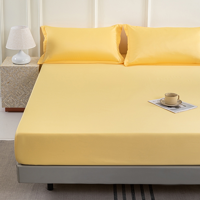 91家纺网 家纺一手货源 找家纺 潮邦创意家居 2025新款亲肤活性印染水洗真丝床垫凉席单床笠 柠檬黄