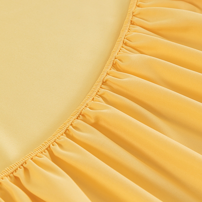 91家纺网 家纺一手货源 找家纺 潮邦创意家居 2025新款亲肤活性印染水洗真丝床垫凉席单床笠 柠檬黄