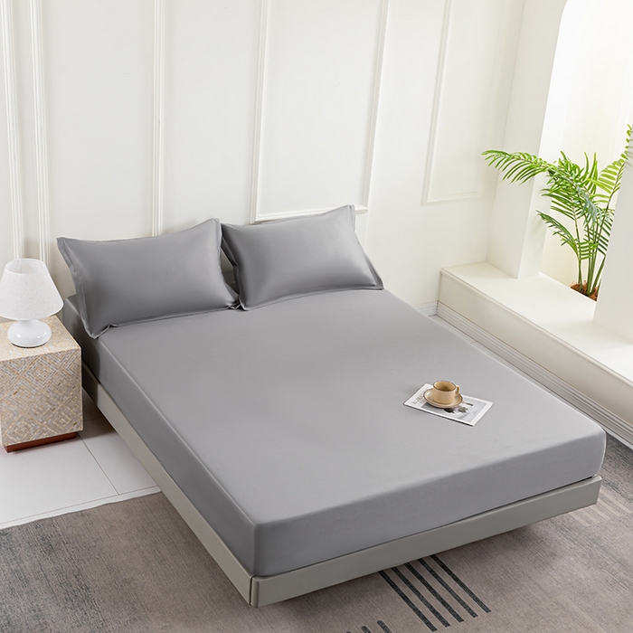 潮邦创意家居 2025新款亲肤活性印染水洗真丝床垫凉席单床笠 太空灰