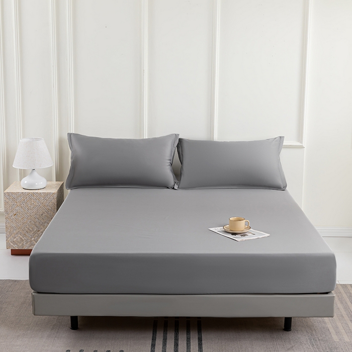 91家纺网 家纺一手货源 找家纺 潮邦创意家居 2025新款亲肤活性印染水洗真丝床垫凉席单床笠 太空灰