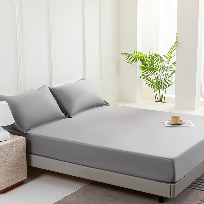 91家纺网 家纺一手货源 找家纺 潮邦创意家居 2025新款亲肤活性印染水洗真丝床垫凉席单床笠 太空灰