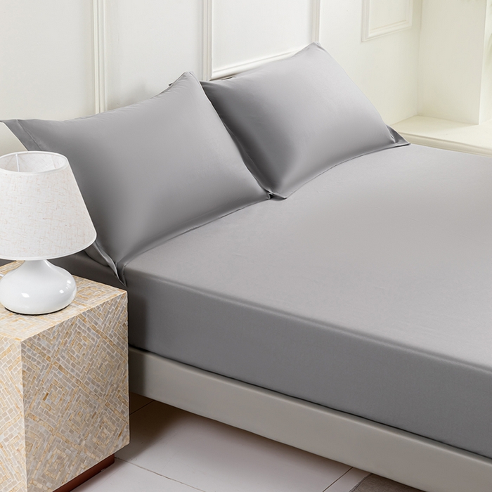 91家纺网 家纺一手货源 找家纺 潮邦创意家居 2025新款亲肤活性印染水洗真丝床垫凉席单床笠 太空灰