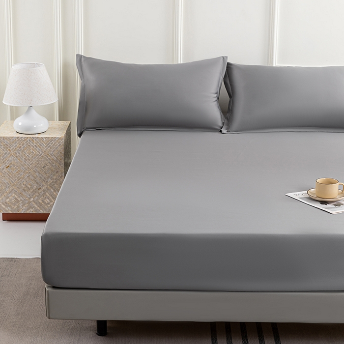 91家纺网 家纺一手货源 找家纺 潮邦创意家居 2025新款亲肤活性印染水洗真丝床垫凉席单床笠 太空灰