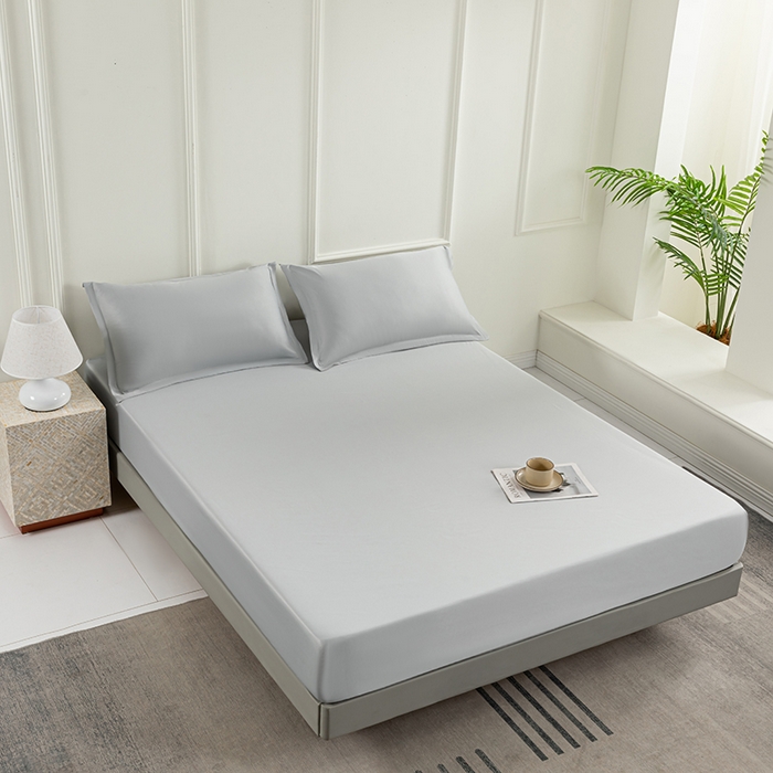 潮邦创意家居 2025新款亲肤活性印染水洗真丝床垫凉席单床笠 岩石灰