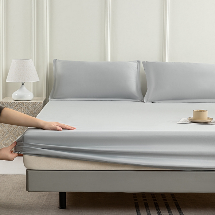 91家纺网 家纺一手货源 找家纺 潮邦创意家居 2025新款亲肤活性印染水洗真丝床垫凉席单床笠 岩石灰