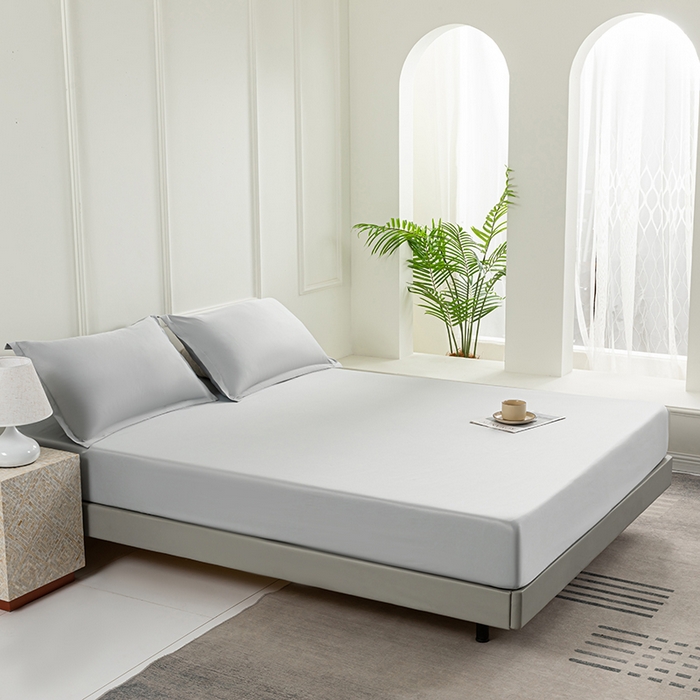 91家纺网 家纺一手货源 找家纺 潮邦创意家居 2025新款亲肤活性印染水洗真丝床垫凉席单床笠 岩石灰