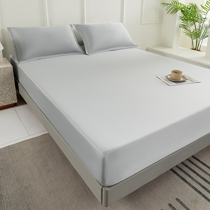 91家纺网 家纺一手货源 找家纺 潮邦创意家居 2025新款亲肤活性印染水洗真丝床垫凉席单床笠 岩石灰