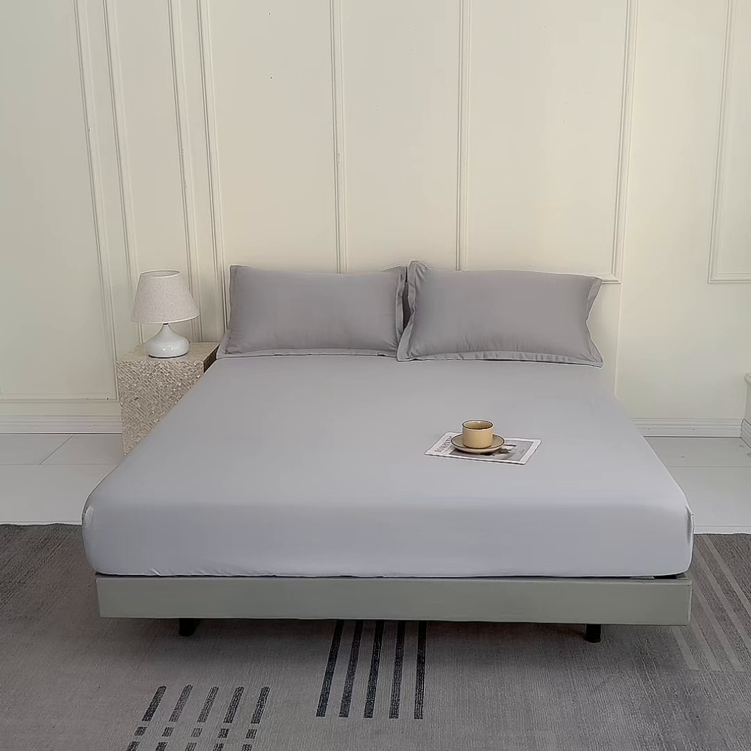 91家纺网 家纺一手货源 找家纺 潮邦创意家居 2025新款亲肤活性印染水洗真丝床垫凉席单床笠 岩石灰