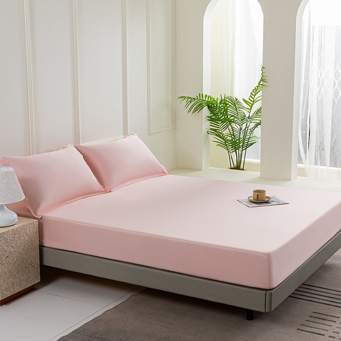 91家纺网 家纺一手货源 找家纺 潮邦创意家居 2025新款亲肤活性印染水洗真丝床垫凉席单床笠 樱花粉