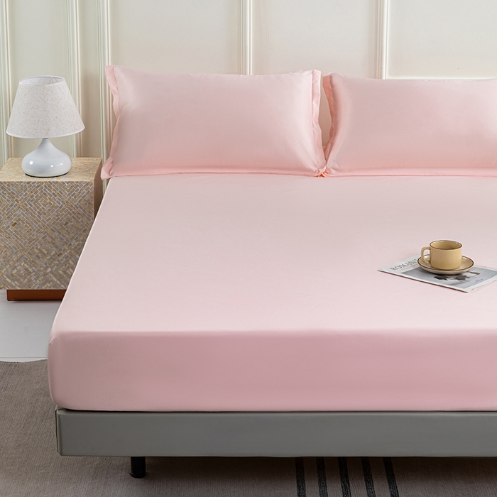 91家纺网 家纺一手货源 找家纺 潮邦创意家居 2025新款亲肤活性印染水洗真丝床垫凉席单床笠 樱花粉