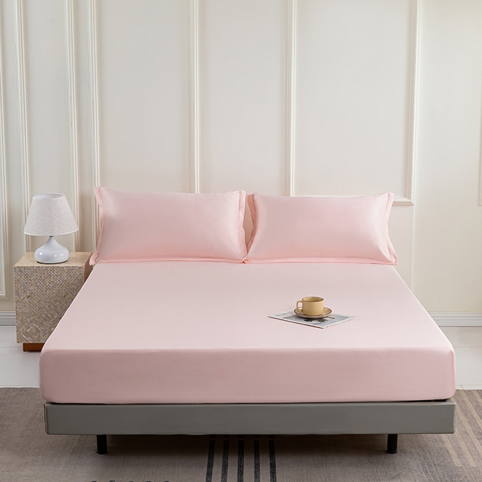 91家纺网 家纺一手货源 找家纺 潮邦创意家居 2025新款亲肤活性印染水洗真丝床垫凉席单床笠 樱花粉