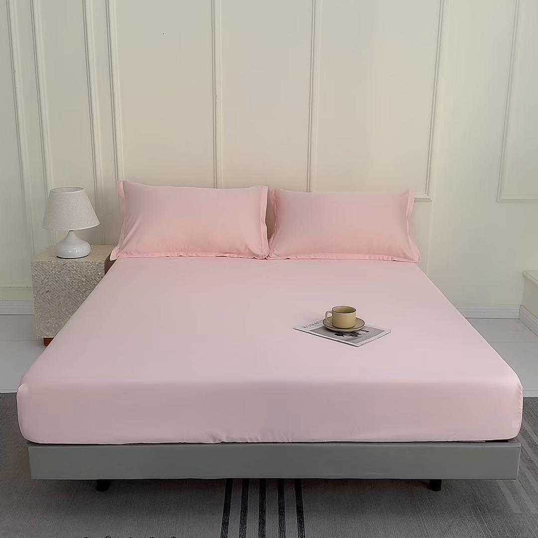 91家纺网 家纺一手货源 找家纺 潮邦创意家居 2025新款亲肤活性印染水洗真丝床垫凉席单床笠 樱花粉