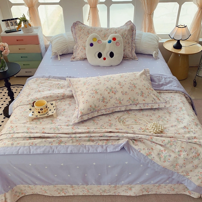 91家纺网 家纺一手货源 找家纺 莱豫家纺 2025春夏新款纯棉全棉夏被夏凉被四件套  语曼