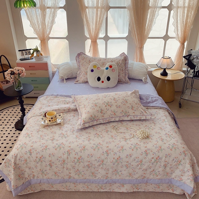 莱豫家纺 2025春夏新款纯棉全棉夏被夏凉被四件套  语曼