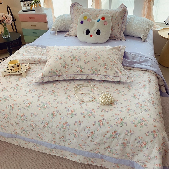 91家纺网 家纺一手货源 找家纺 莱豫家纺 2025春夏新款纯棉全棉夏被夏凉被四件套  语曼