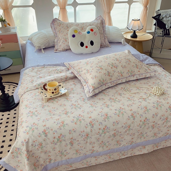 91家纺网 家纺一手货源 找家纺 莱豫家纺 2025春夏新款纯棉全棉夏被夏凉被四件套  语曼