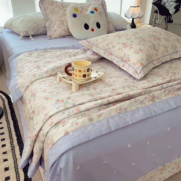 91家纺网 家纺一手货源 找家纺 莱豫家纺 2025春夏新款纯棉全棉夏被夏凉被四件套  语曼