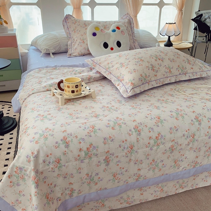 91家纺网 家纺一手货源 找家纺 莱豫家纺 2025春夏新款纯棉全棉夏被夏凉被四件套  语曼