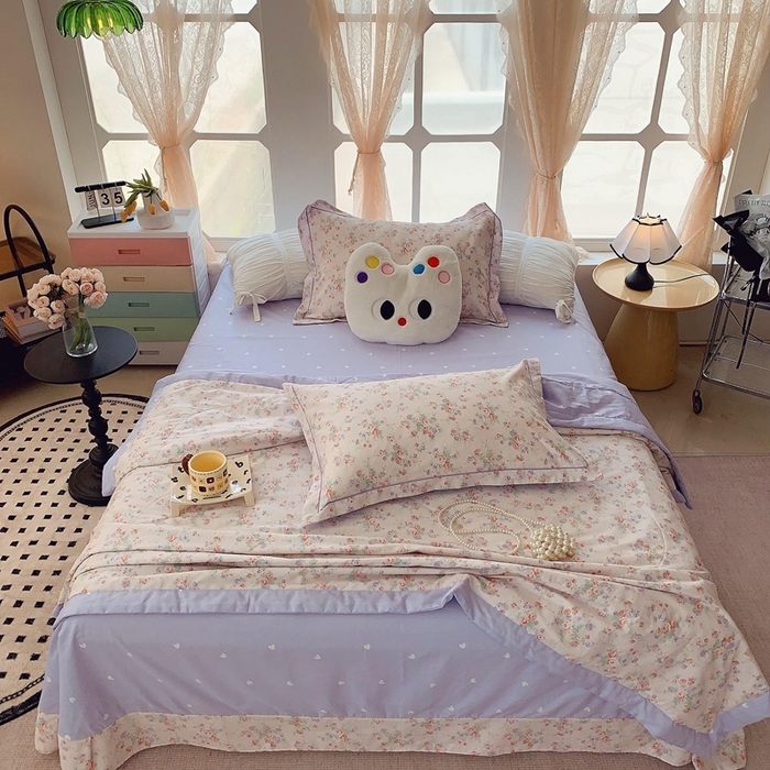 91家纺网 家纺一手货源 找家纺 莱豫家纺 2025春夏新款纯棉全棉夏被夏凉被四件套  语曼