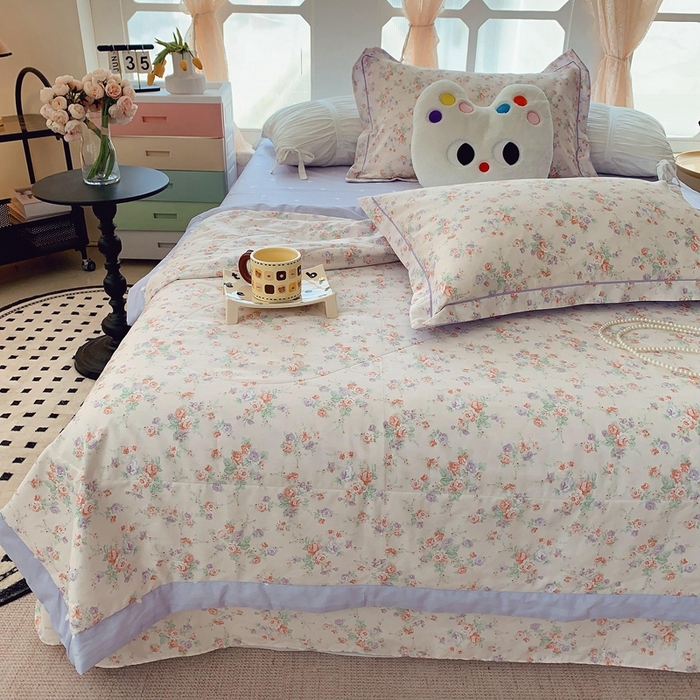 91家纺网 家纺一手货源 找家纺 莱豫家纺 2025春夏新款纯棉全棉夏被夏凉被四件套  语曼