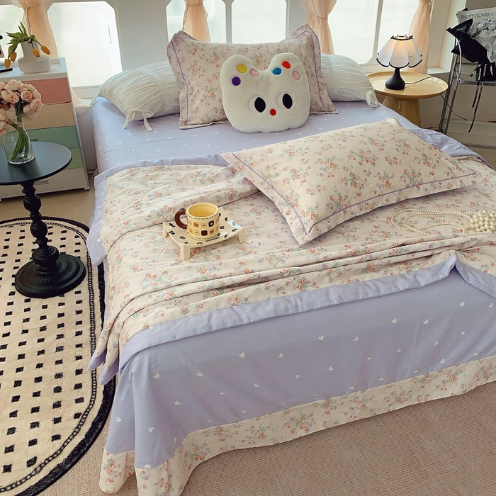 91家纺网 家纺一手货源 找家纺 莱豫家纺 2025春夏新款纯棉全棉夏被夏凉被四件套  语曼