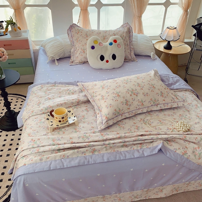 91家纺网 家纺一手货源 找家纺 莱豫家纺 2025春夏新款纯棉全棉夏被夏凉被四件套  语曼