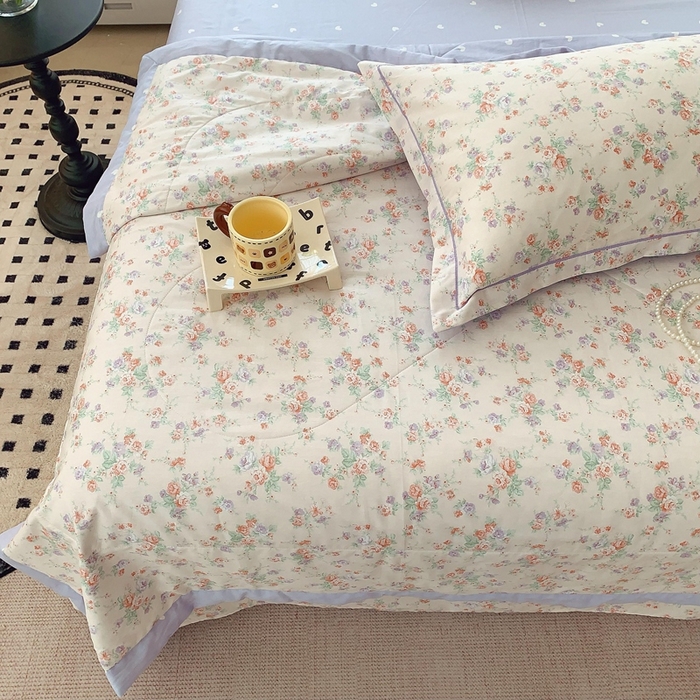 91家纺网 家纺一手货源 找家纺 莱豫家纺 2025春夏新款纯棉全棉夏被夏凉被四件套  语曼