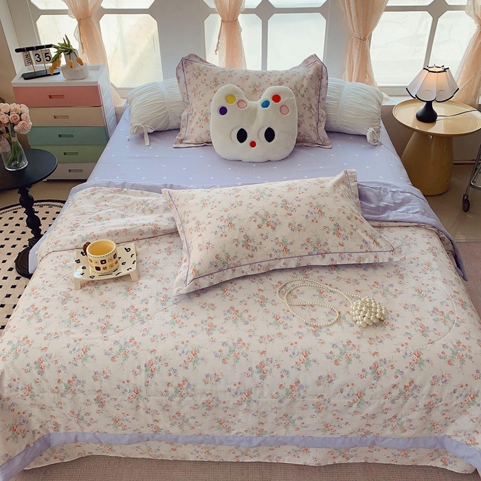 91家纺网 家纺一手货源 找家纺 莱豫家纺 2025春夏新款纯棉全棉夏被夏凉被四件套  语曼