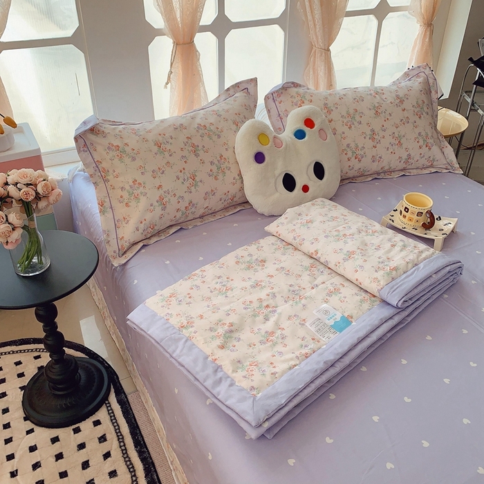 91家纺网 家纺一手货源 找家纺 莱豫家纺 2025春夏新款纯棉全棉夏被夏凉被四件套  语曼