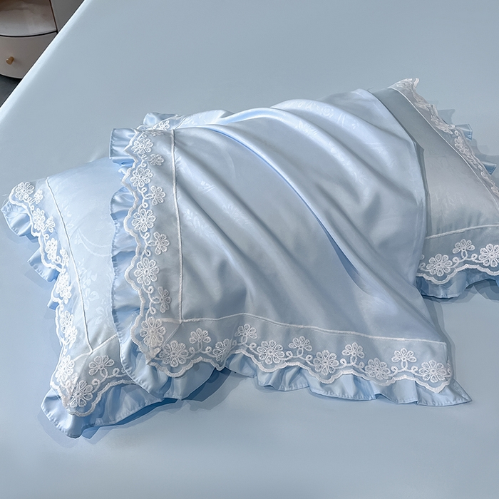 91家纺网 家纺一手货源 找家纺 澳梵家居 2025新款雪莲天丝法式提花夏被四件套-浪漫香榭 浪漫香榭-水蓝