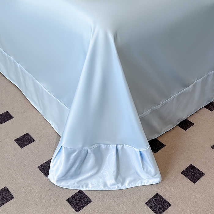 91家纺网 家纺一手货源 找家纺 澳梵家居 2025新款雪莲天丝法式提花夏被四件套-浪漫香榭 浪漫香榭-水蓝