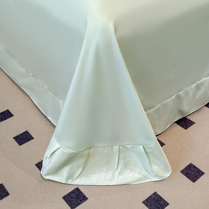 91家纺网 家纺一手货源 找家纺 澳梵家居 2025新款雪莲天丝法式提花夏被四件套-浪漫香榭 浪漫香榭-水绿