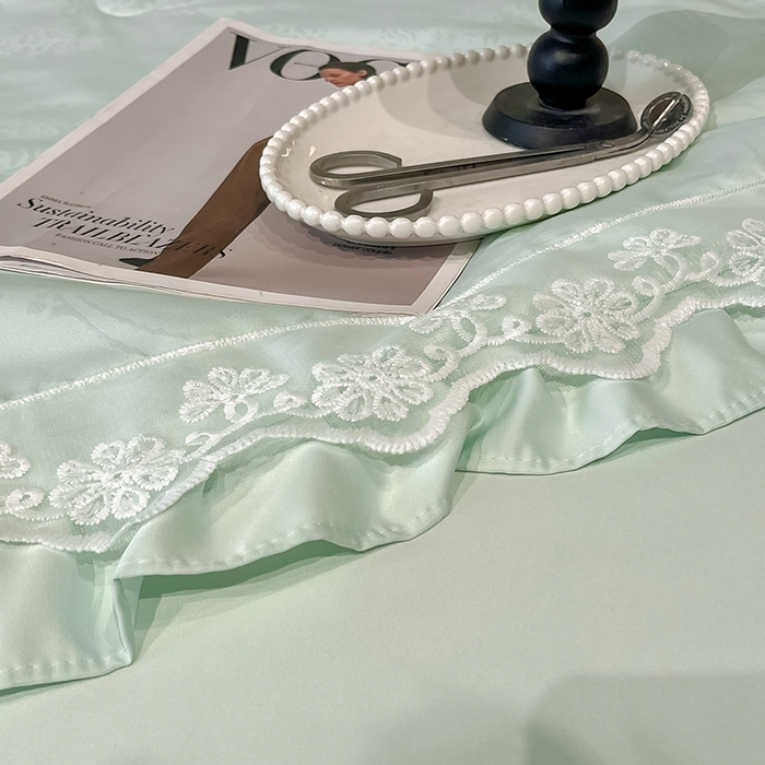 91家纺网 家纺一手货源 找家纺 澳梵家居 2025新款雪莲天丝法式提花夏被四件套-浪漫香榭 浪漫香榭-水绿