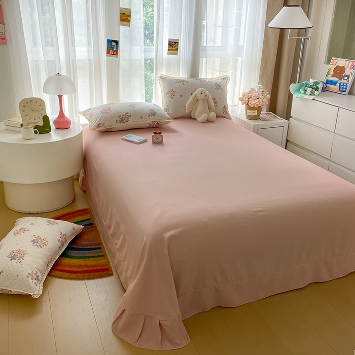 91家纺网 家纺一手货源 找家纺 仟网汇 2025新款针织双层纱镂空花边夏被夏凉被空调被四件套 繁花似锦