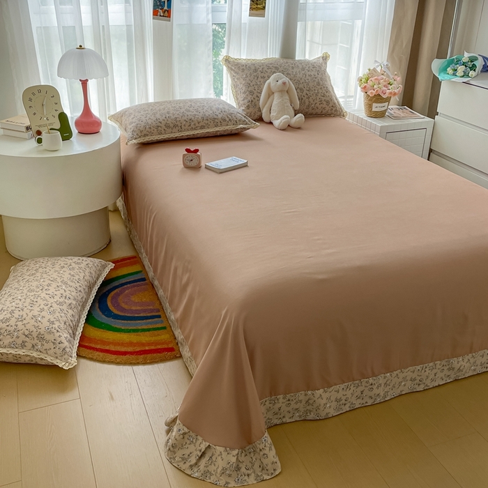 91家纺网 家纺一手货源 找家纺 仟网汇 2025新款针织双层纱镂空花边夏被夏凉被空调被四件套 镂空系列-美式