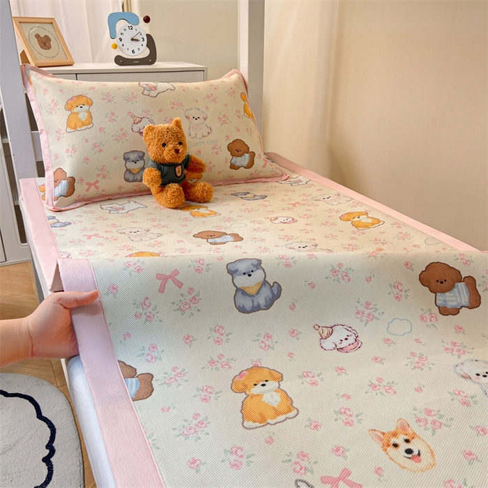 91家纺网 家纺一手货源 找家纺 久云居 2025新款冰藤席宿舍凉席席子 动物乐园