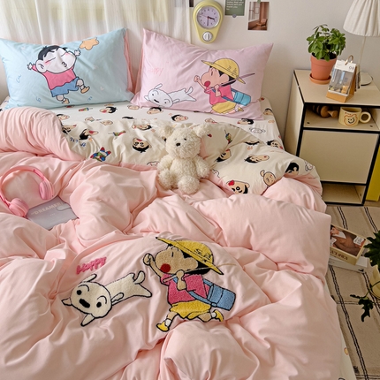 一霖家纺 2025新款高克重云朵棉数码印花＋毛巾绣四件套 去春游吧