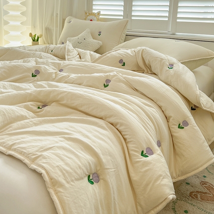 91家纺网 家纺一手货源 找家纺 （总）推推家纺 2025新款水洗棉玫瑰刺绣夏被