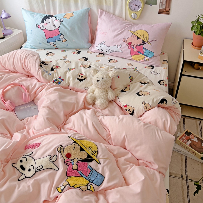 91家纺网 家纺一手货源 找家纺 一霖家纺 2025新款高克重云朵棉数码印花＋毛巾绣四件套 去春游吧