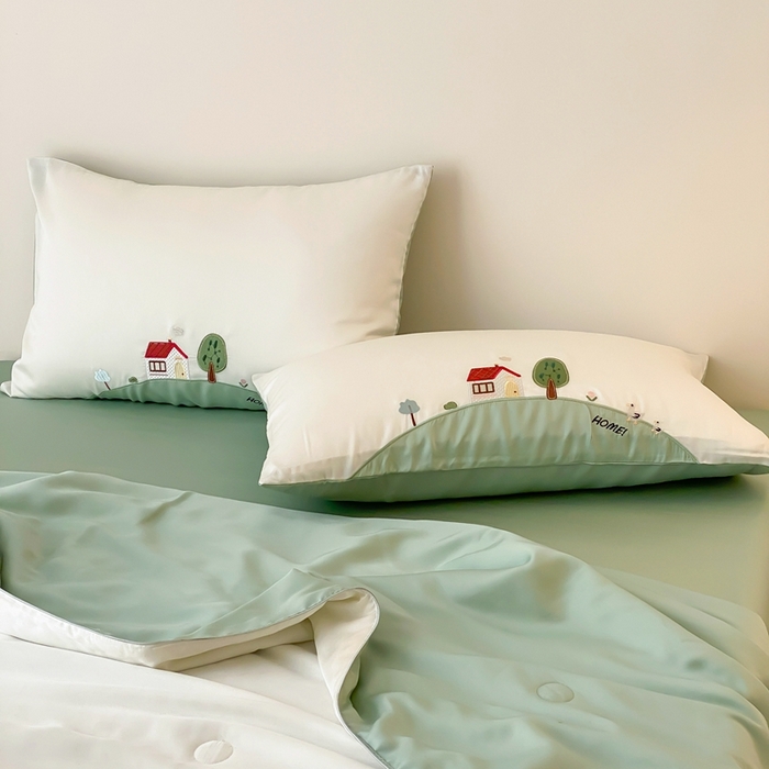 91家纺网 家纺一手货源 找家纺 （总）星野 2025新款60s进口奥地利兰精天丝刺绣夏被夏凉被空调被-绿野小筑