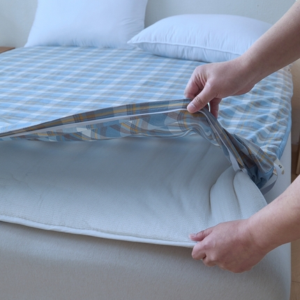 老张新疆棉花被 2025新款A类全棉水洗棉棉花床垫a类棉花床垫可拆卸洗棉花褥子 简兮蓝