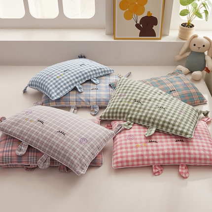 （总）幸运草 2025新款格子卡通儿童纯荞麦枕头夏季幼儿园小学生全荞麦壳枕芯