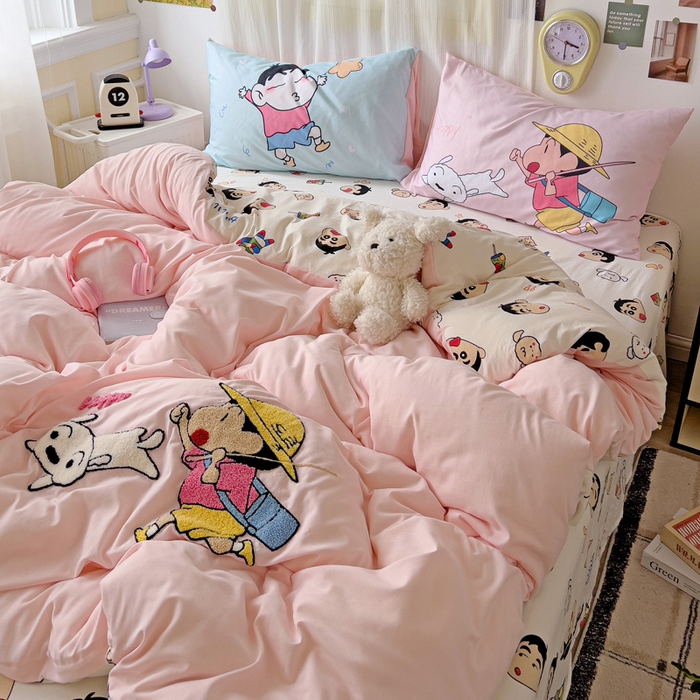 91家纺网 家纺一手货源 找家纺 一霖家纺 2025新款高克重云朵棉数码印花＋毛巾绣四件套 去春游吧