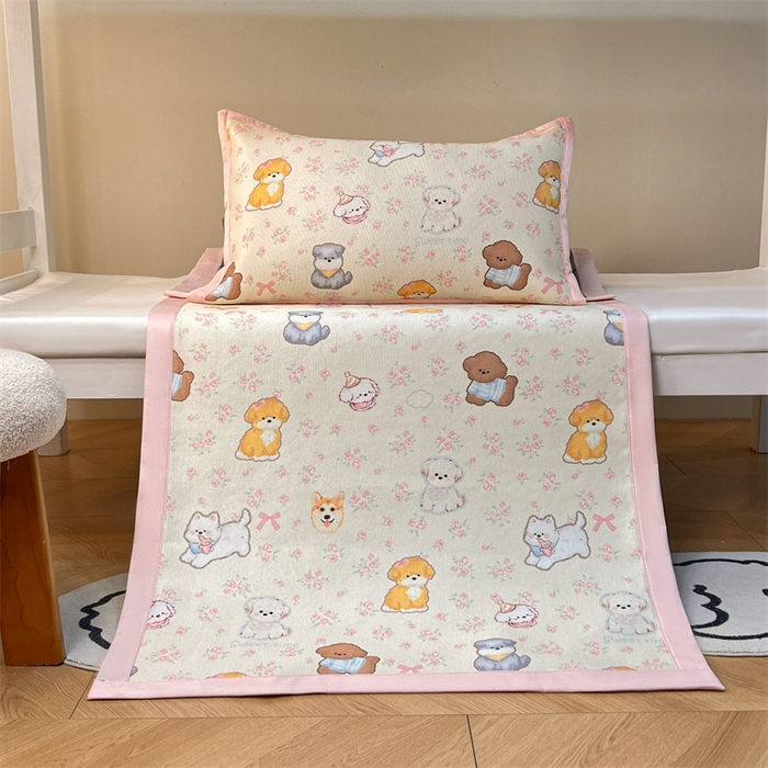 91家纺网 家纺一手货源 找家纺 久云居 2025新款冰藤席宿舍凉席席子 动物乐园