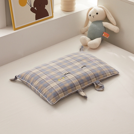 91家纺网 家纺一手货源 找家纺 （总）幸运草 2025新款格子卡通儿童纯荞麦枕头夏季幼儿园小学生全荞麦壳枕芯