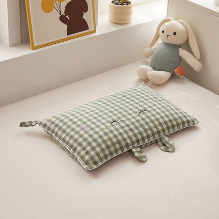 91家纺网 家纺一手货源 找家纺 （总）幸运草 2025新款格子卡通儿童纯荞麦枕头夏季幼儿园小学生全荞麦壳枕芯